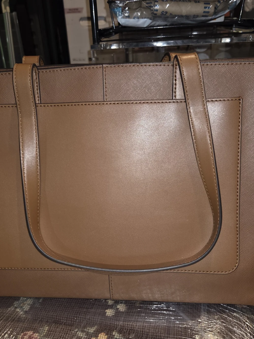 Michael Kors Camel/Tan Saffiano Leather Tote with Gold Hardware